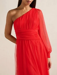 Jennifer One-Shoulder Tulle Maxi Dress
