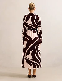 Elliana Printed Satin Midi Dress