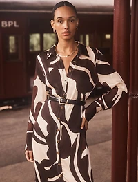 Elliana Printed Satin Midi Dress