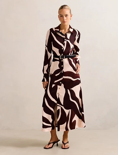 Elliana Printed Satin Midi Dress