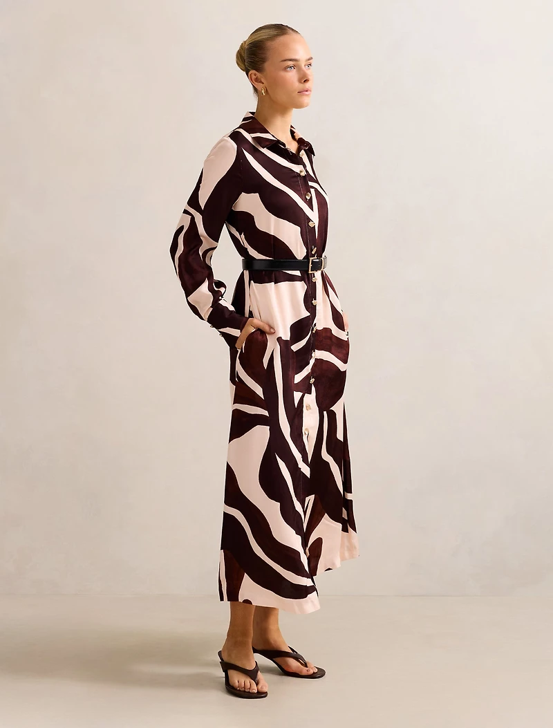 Elliana Printed Satin Midi Dress