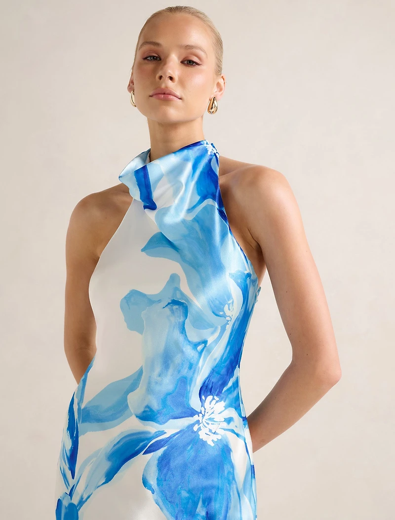 Clementine High Neck Satin Maxi