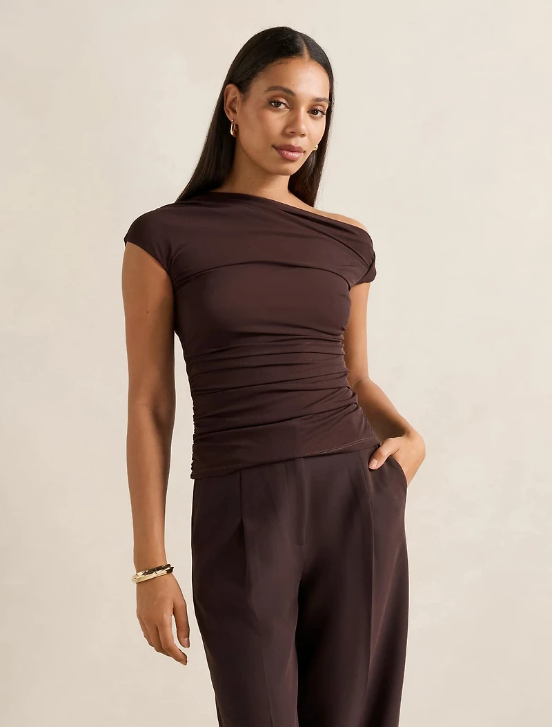 Rylee Tipped Shoulder Mesh Top