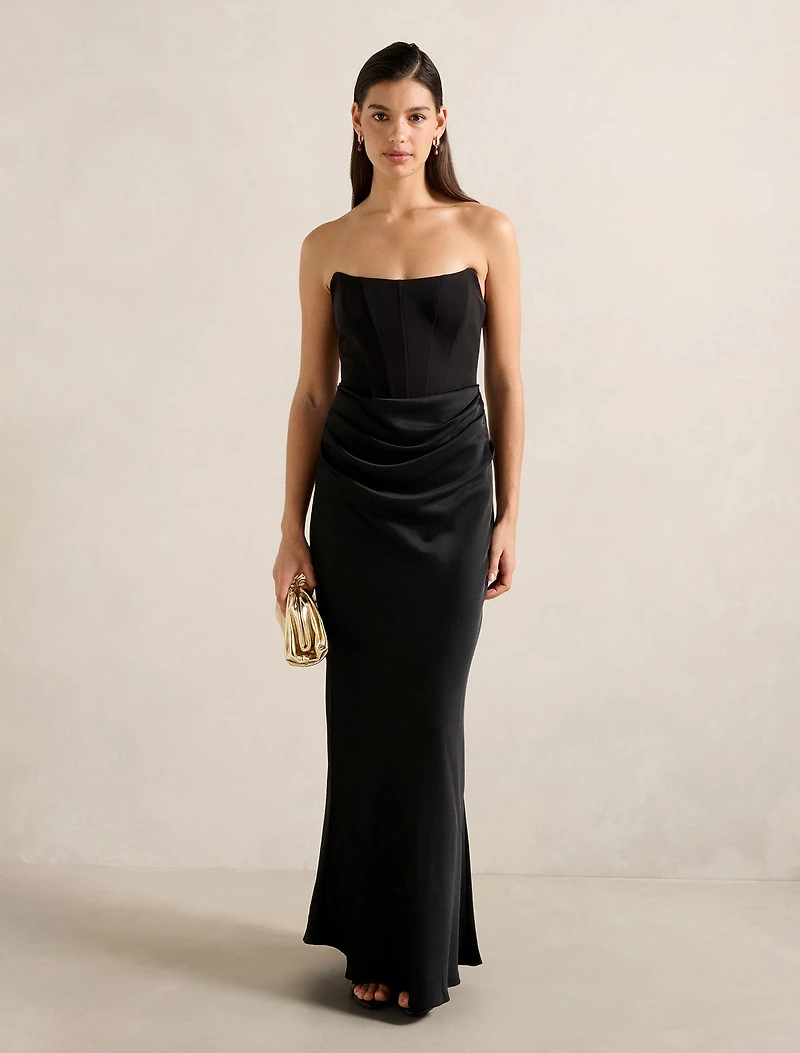 Isra Drape Strapless Maxi Dress