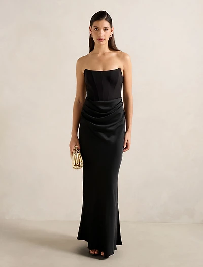 Isra Drape Strapless Maxi Dress