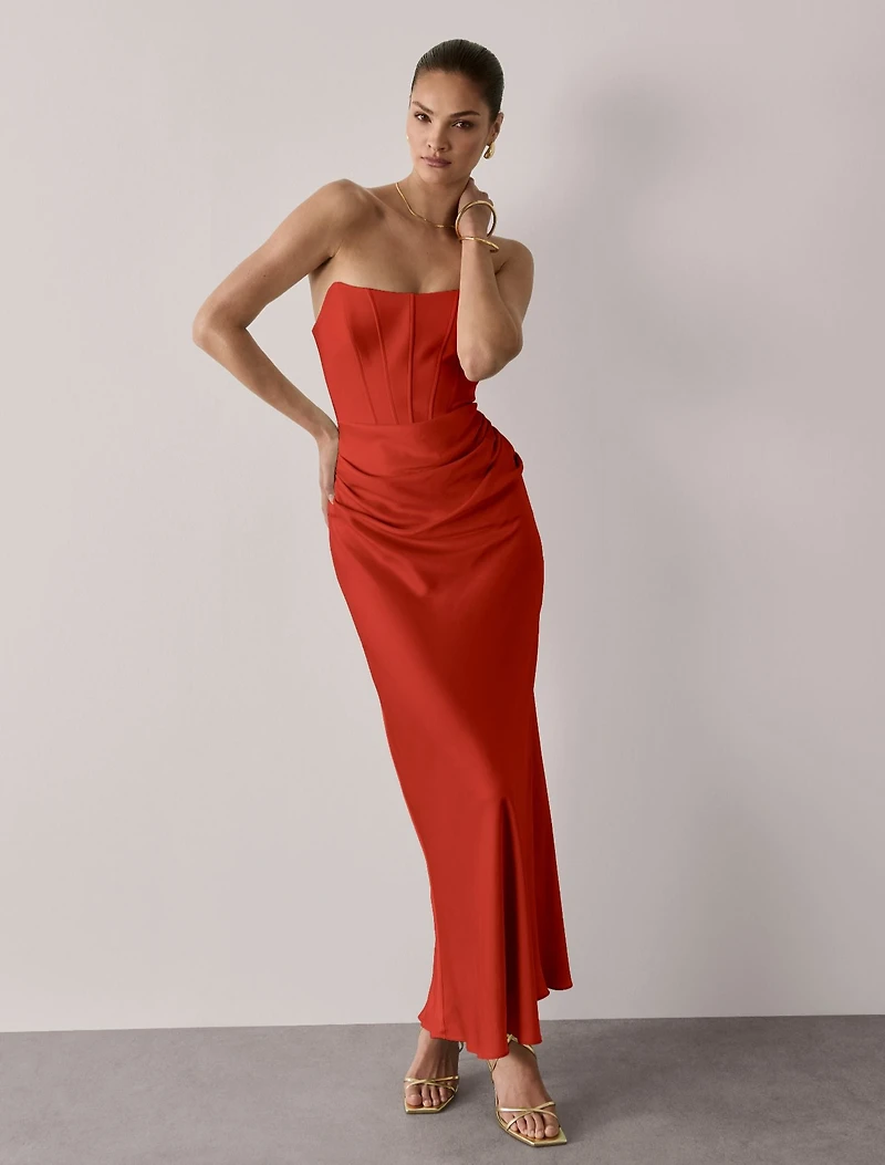 Isra Drape Strapless Maxi Dress