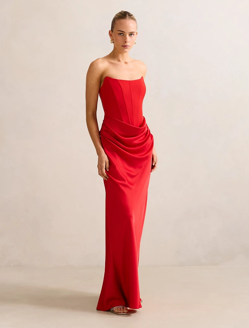 Isra Drape Strapless Maxi Dress