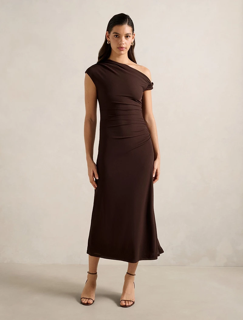 Paris Draped Mesh Midi Dress
