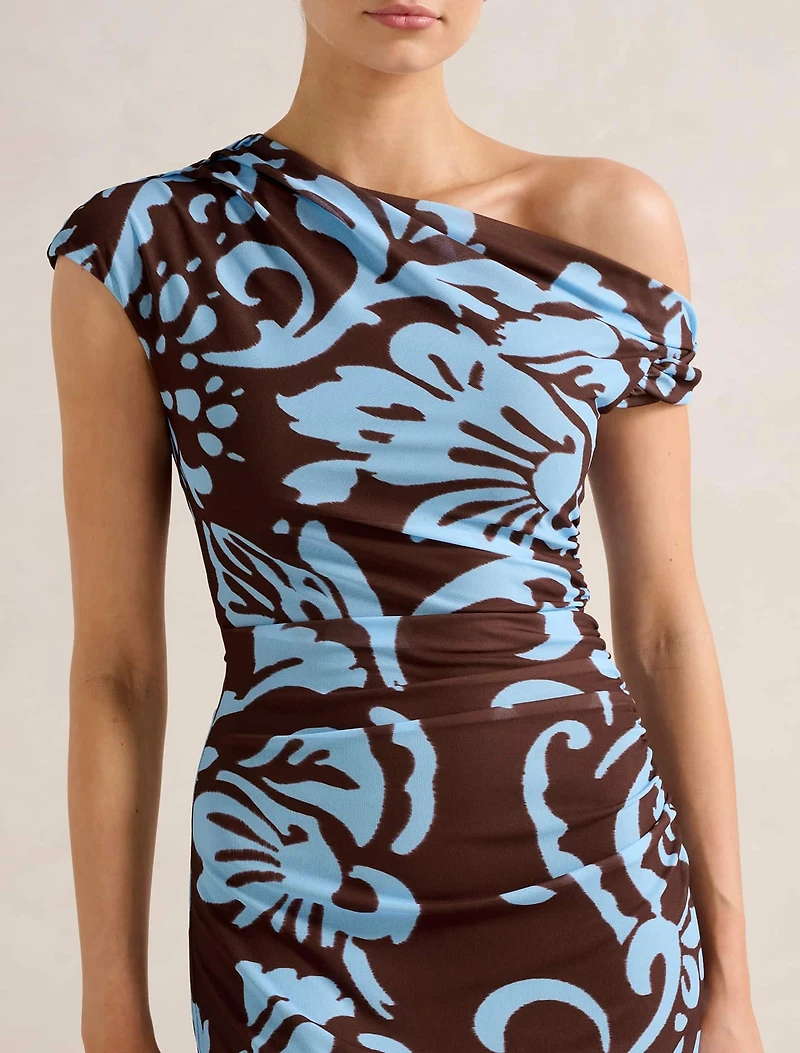 Paris Draped Mesh Midi Dress