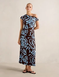 Paris Draped Mesh Midi Dress