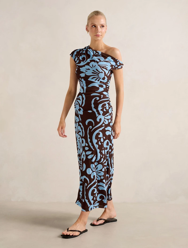 Paris Draped Mesh Midi Dress