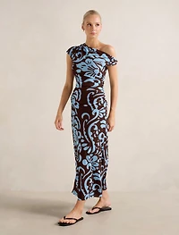 Paris Draped Mesh Midi Dress