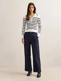 Sasha Ribbed Knit Polo T-shirt