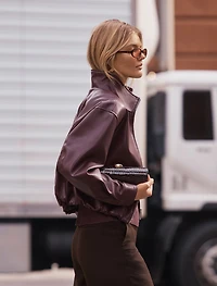 Julia PU Funnel Neck Jacket