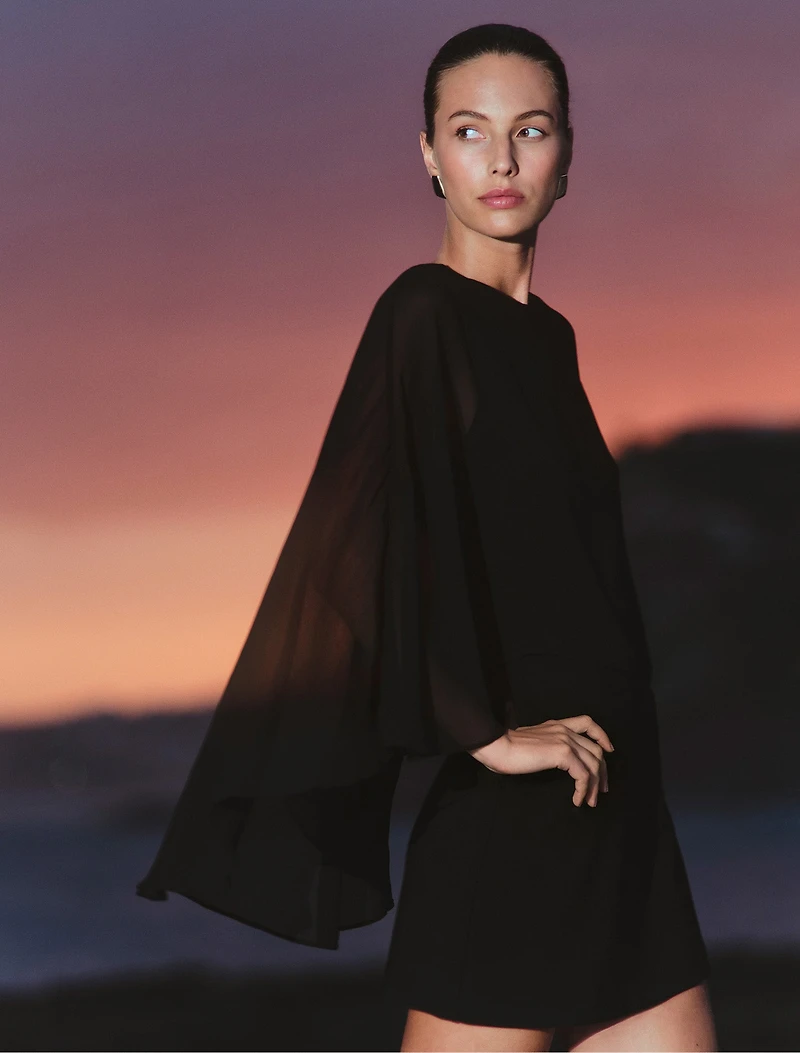 Irena Sheer Cape Mini Dress