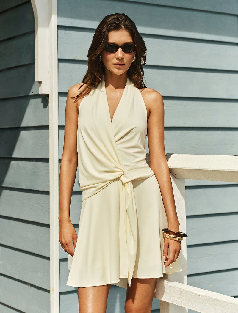 Aaliyah Wrap Halter Mini Dress