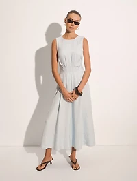Rosie Linen Sleeveless Tuck Midi Dress