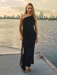 Sylvie Asym Satin Bias Dress