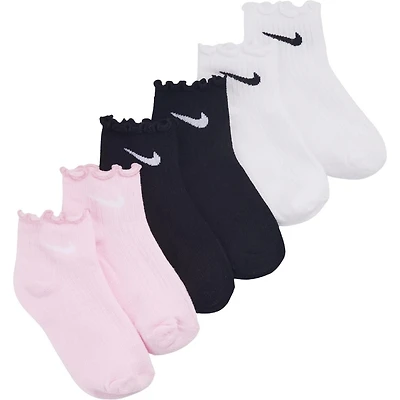 Kids' 6 Pack Youth X-Small Lettuce Edge Ankle Socks