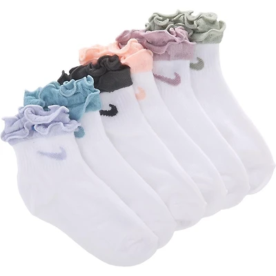 Kids' 6 Pack Youth X-Small Ruffle Ankle Socks