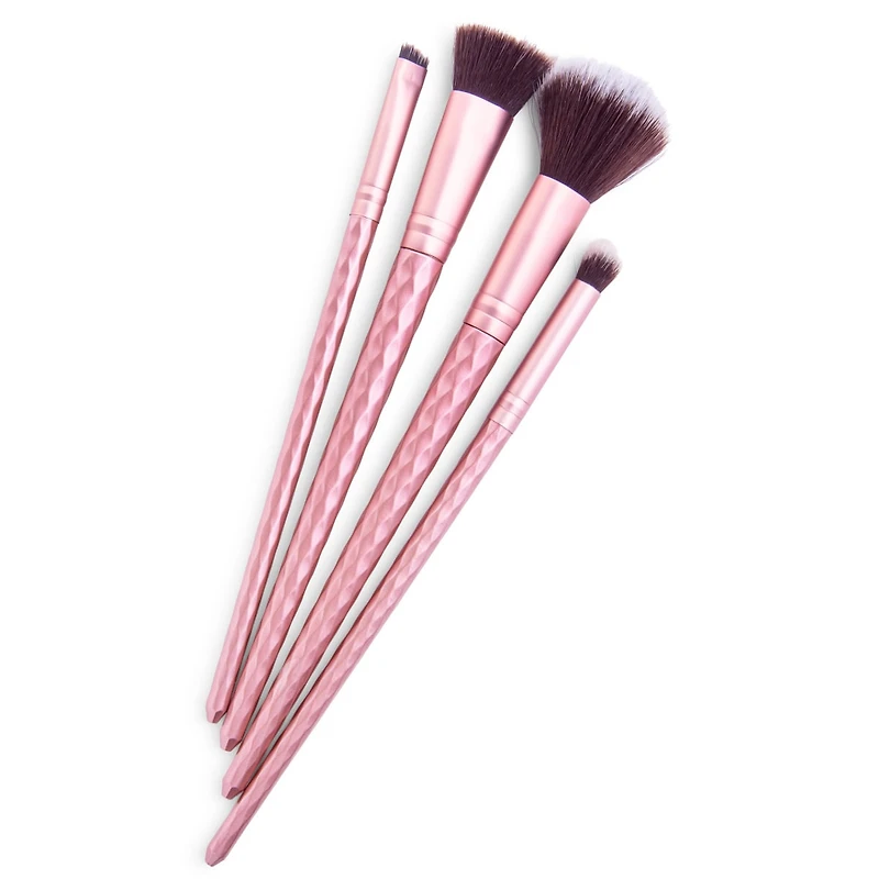 Metallic Pink Makeup Brush 4-Piece Set