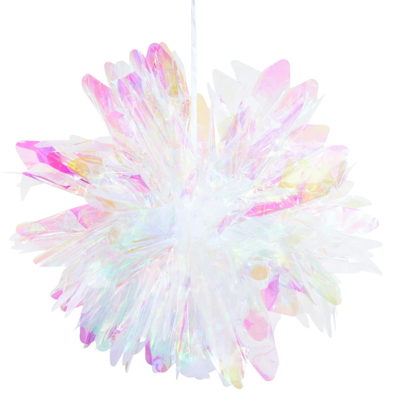 Iridescent Film Pom Pom Hanging Party Decoration 17in