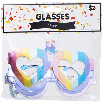 Rainbow Party Glasses 8-Pack