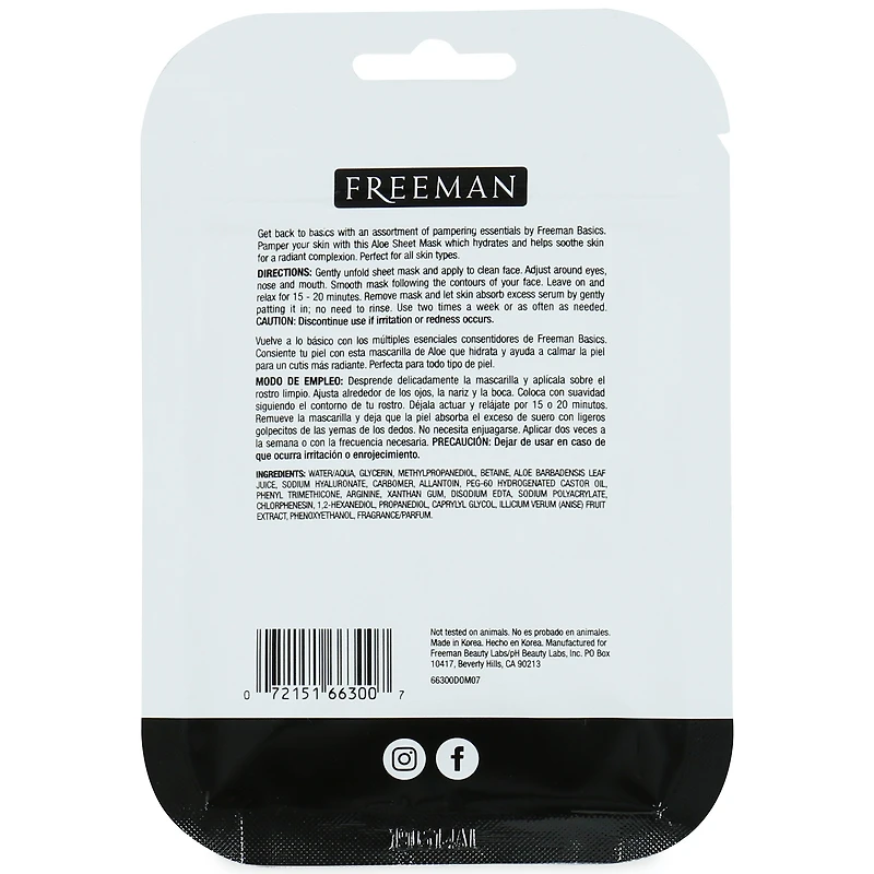 Freeman® Basics Hydrating Aloe Sheet Masks 2-Pack