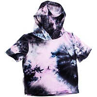 Pink Tie-Dye Crop Top With Hood