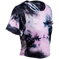 Pink Tie-Dye Crop Top With Hood