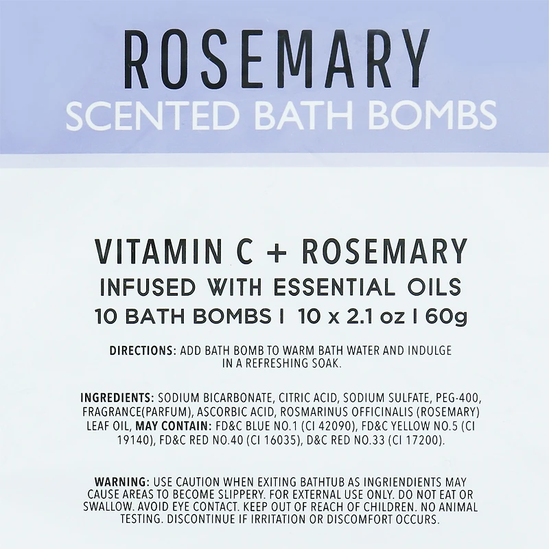 Vitamin C + Rosemary Scented Bath Bombs 10-Count