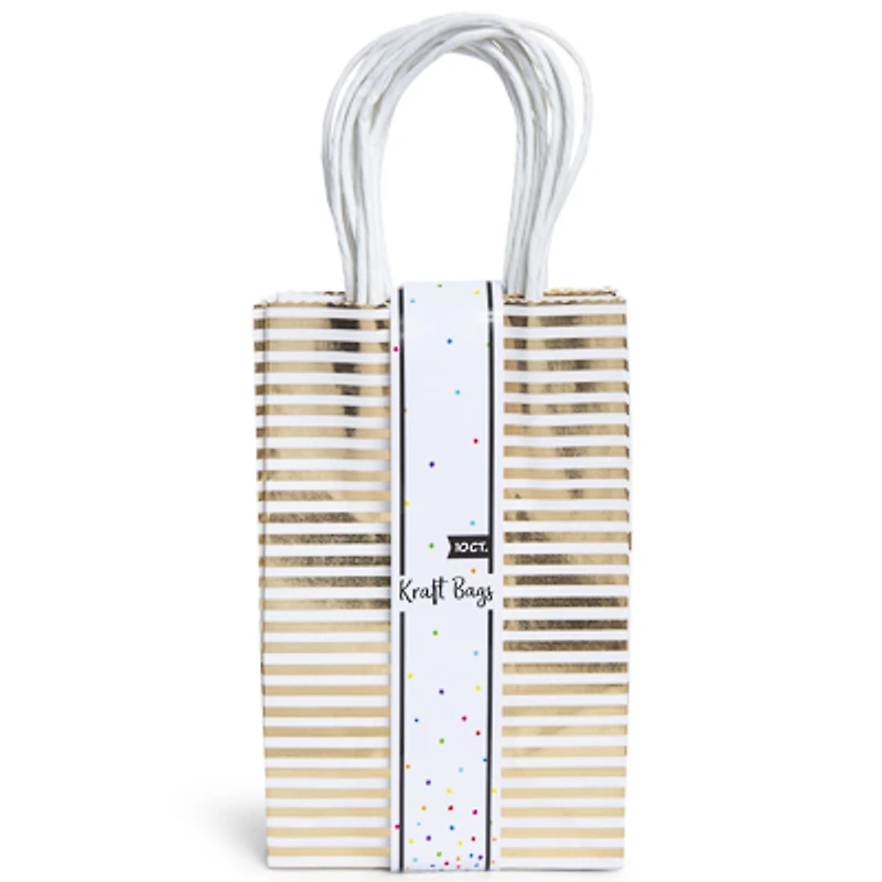 10-Pack Gold Pattern Gift Bags 8.5 x 5.5in