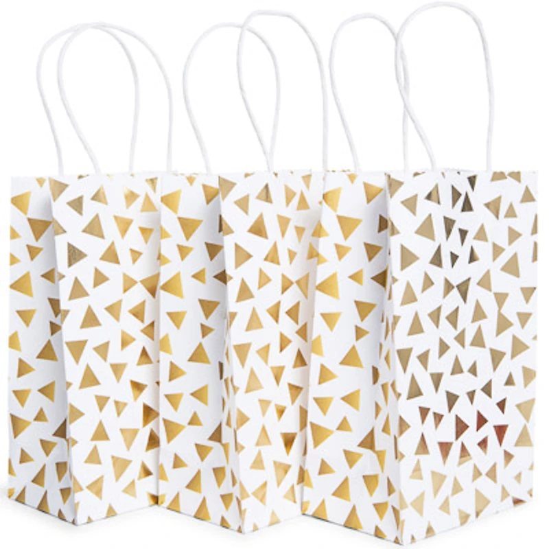 10-Pack Gold Pattern Gift Bags 8.5 x 5.5in