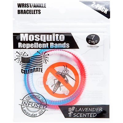 Mosquito Repellent Bracelet/Ankle Band 2-Pack - Red, White & Blue