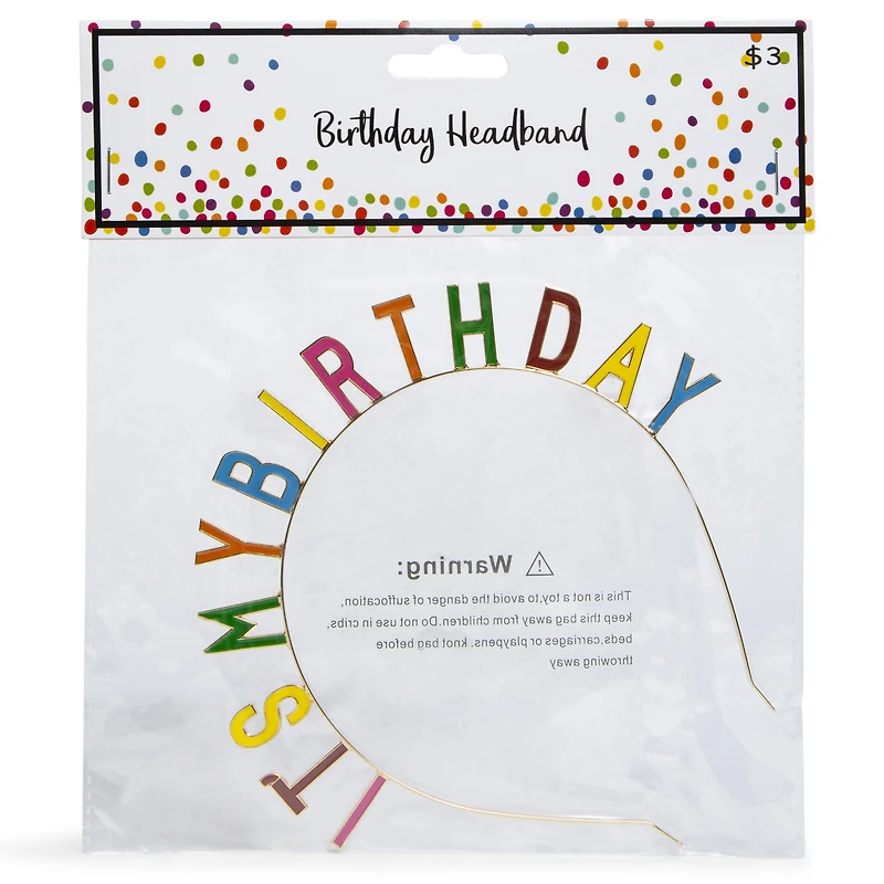 Party Time' Or It's My Birthday' Gold Headband