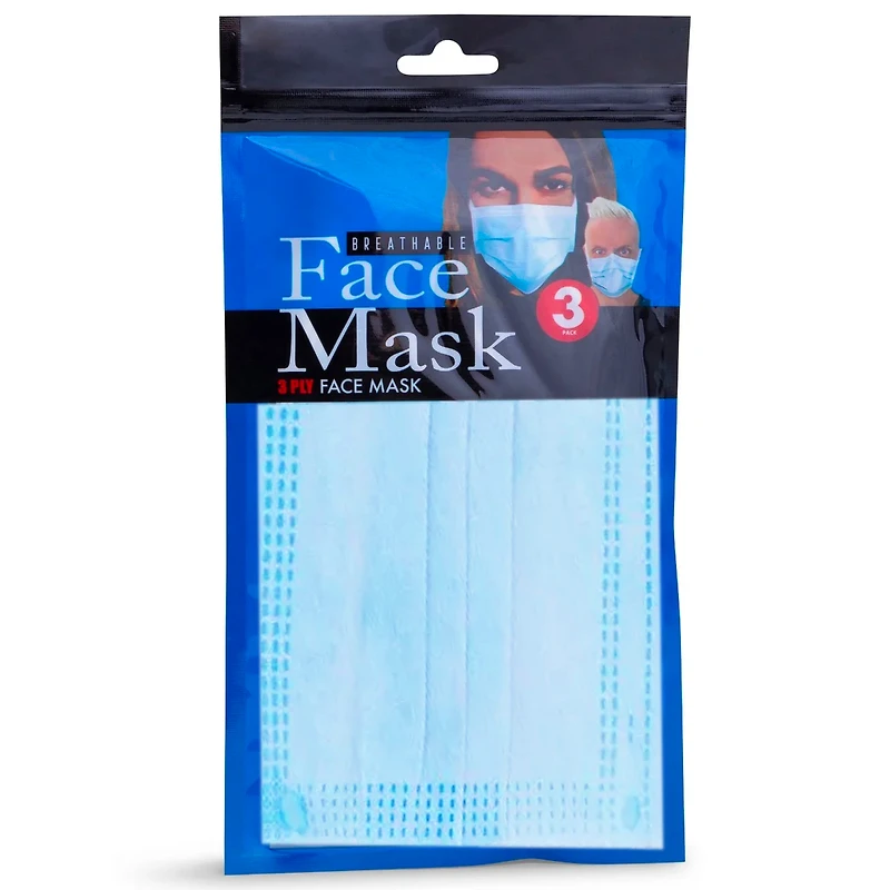 3-Ply Disposable Face Masks 3-Count