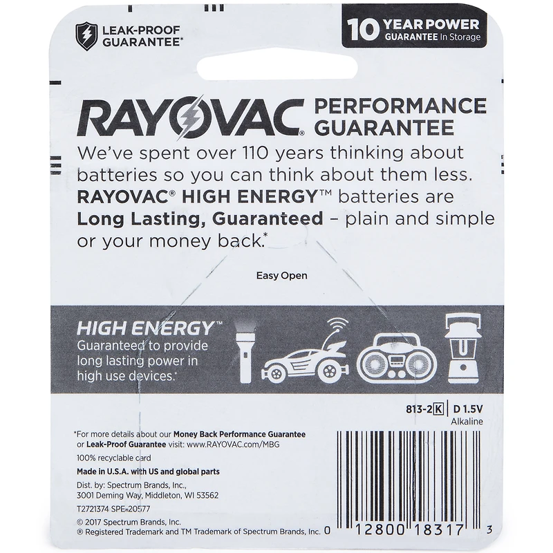 Rayovac® High Energy™ D Batteries 2-Pack