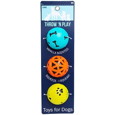Squeaky Ball Dog Toys 3-Pack