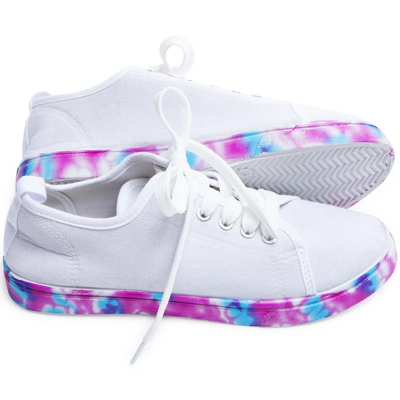 Ladies White Sneakers w/ Tie-Dye Sole
