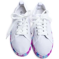 Ladies White Sneakers w/ Tie-Dye Sole