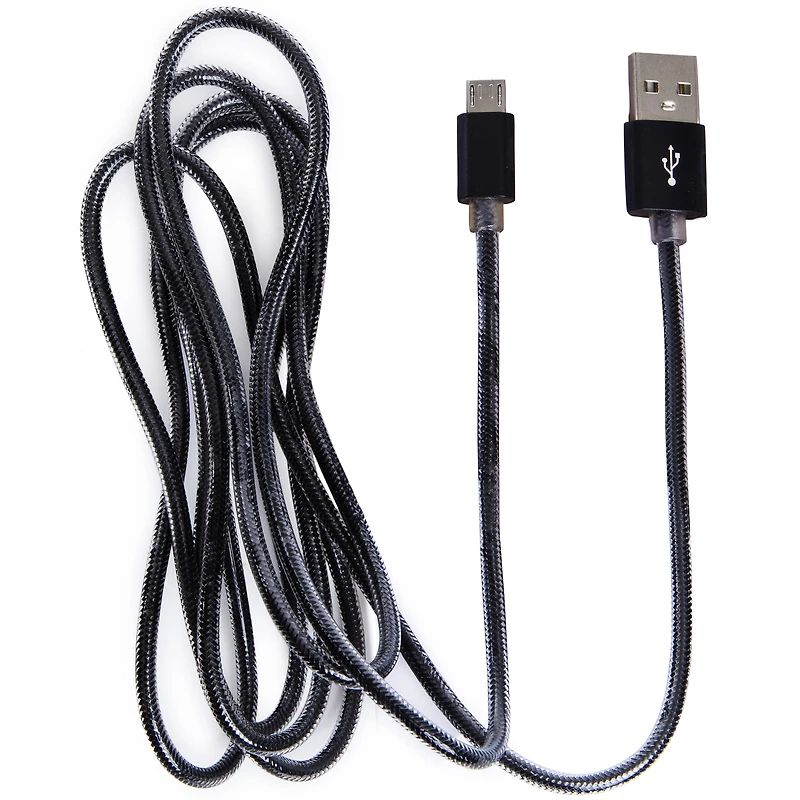 Chrome Braided Micro USB Cable 6ft
