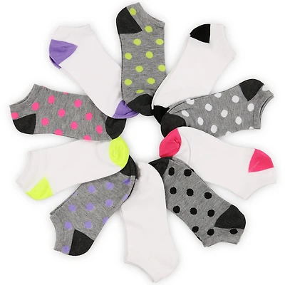 10-Pack Ladies Low Cut Socks, Polka Dots