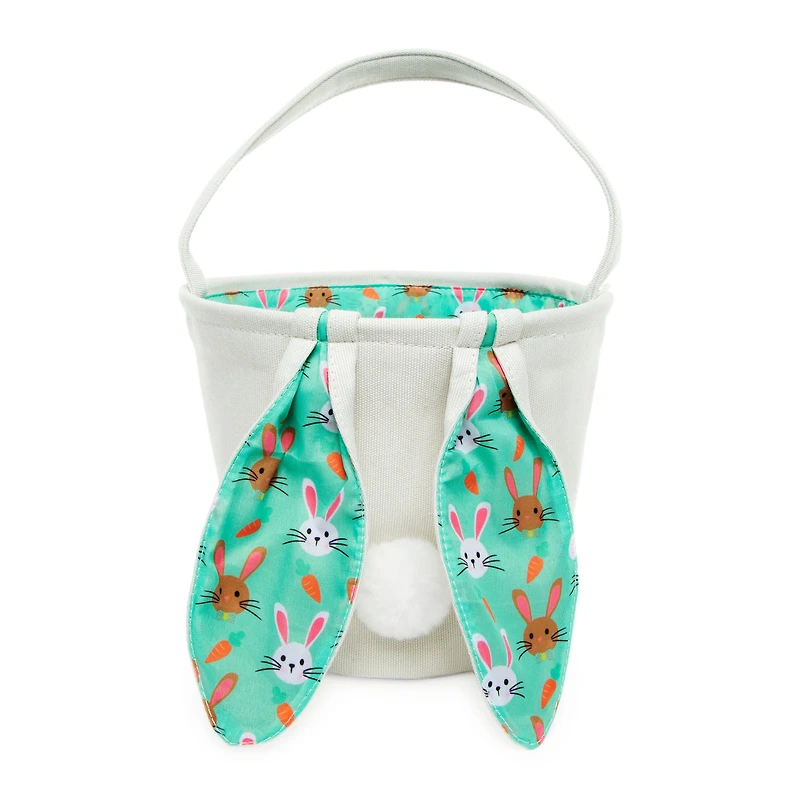 Canvas Easter Bunny Basket w/ Prints 10.5in