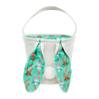 Canvas Easter Bunny Basket w/ Prints 10.5in