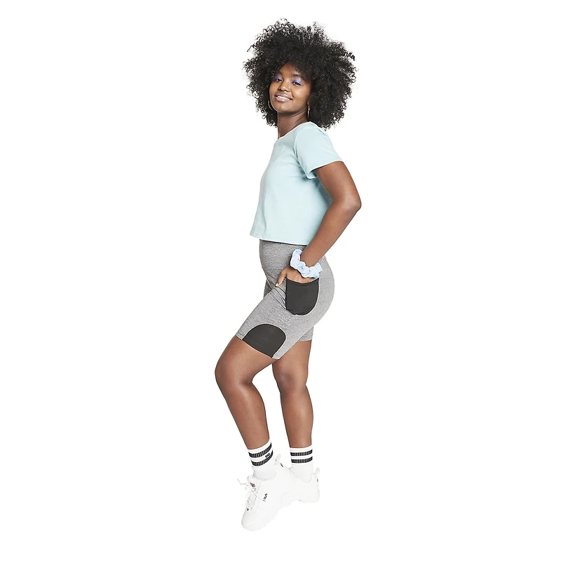 Series-8 Fitness Gray Mesh Bike Shorts With Pockets