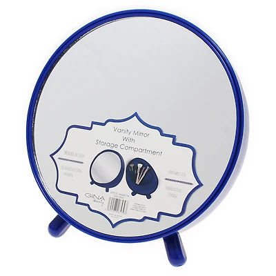 Round Vanity Mirror w/ Storage Compartment 7in