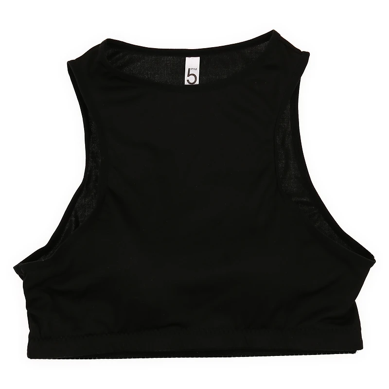 Juniors High-Neck Sports Bra - Black