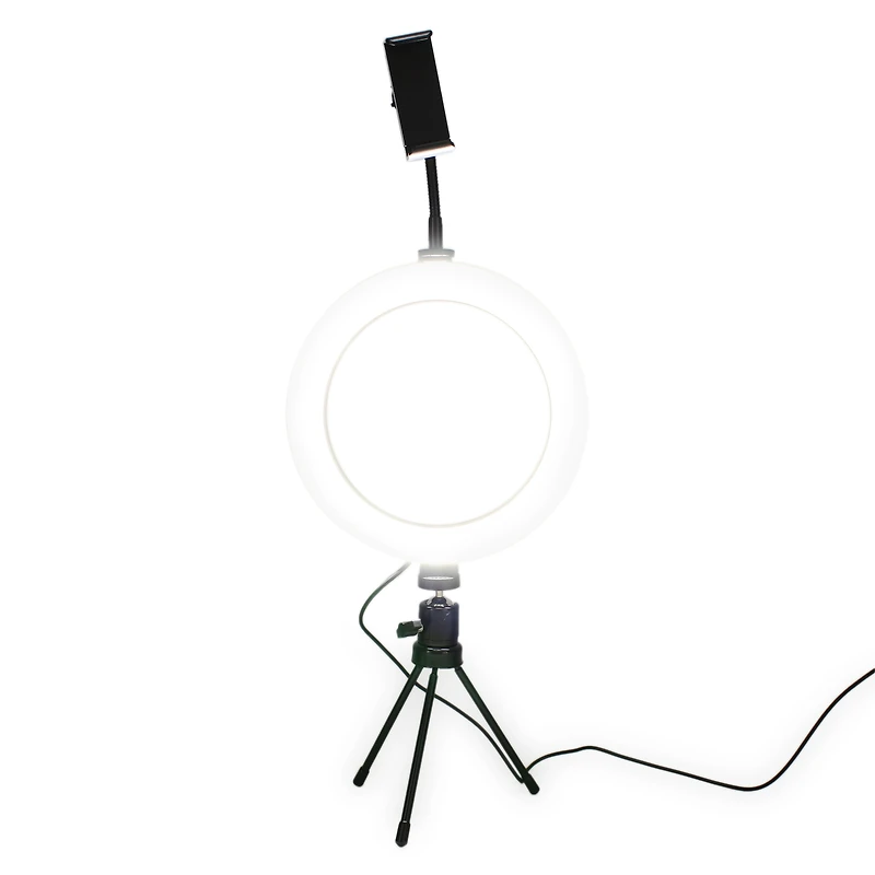 Deluxe 8in Studio Ring Light Phone Mount With inline Remote