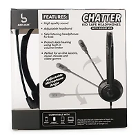 Kid-Safe Volume Limiting Headset w/ Boom Mic For Kids, Aux-in