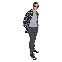 Young Men's Button-Down Flannel Shirt - Black & White Plaid